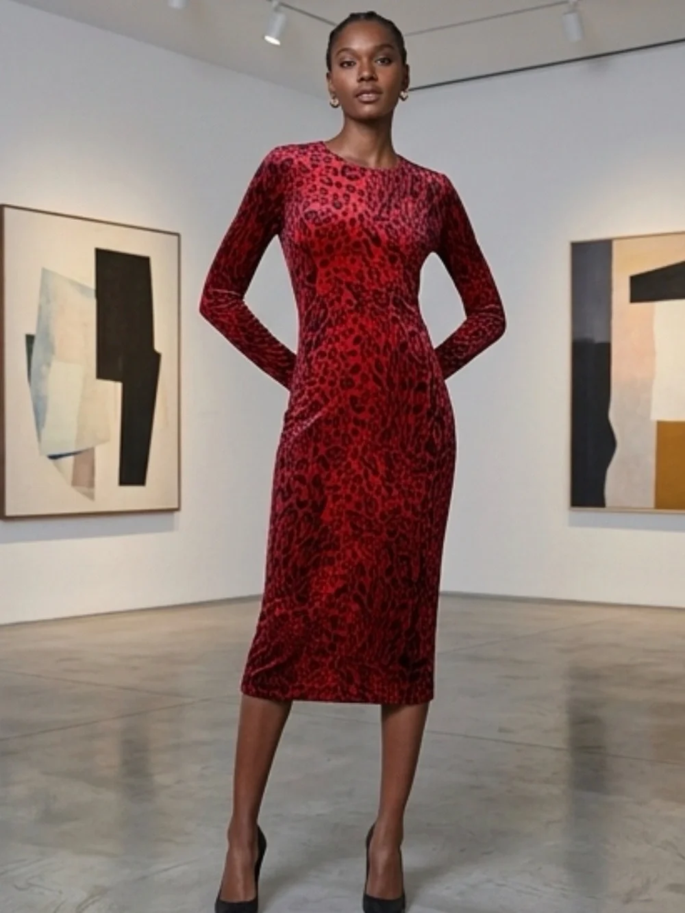 NTW L’AGENCE Liberty Midi Dress Cheetah Print - Picture 2 of 12